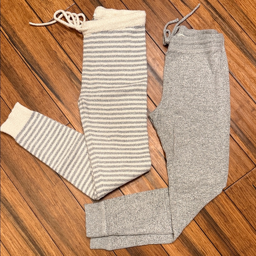 American Eagle Sz M Cozy Striped and Solid Gray Sweater Leggings